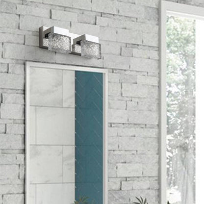 Applique murale LED intégrée C Cattleya en acier inoxydable 3000K avec abat-jour en verre artistique - Chrome