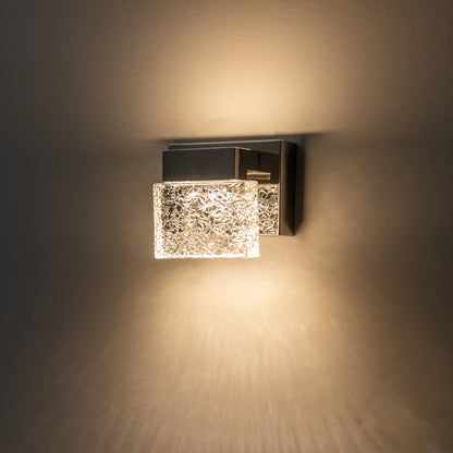 Applique murale LED intégrée C Cattleya en acier inoxydable 3000K avec abat-jour en verre artistique - Chrome