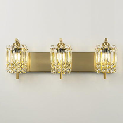 Applique murale moderne et glamour à 3 lumières pour salle de bain, avec miroir en cristal