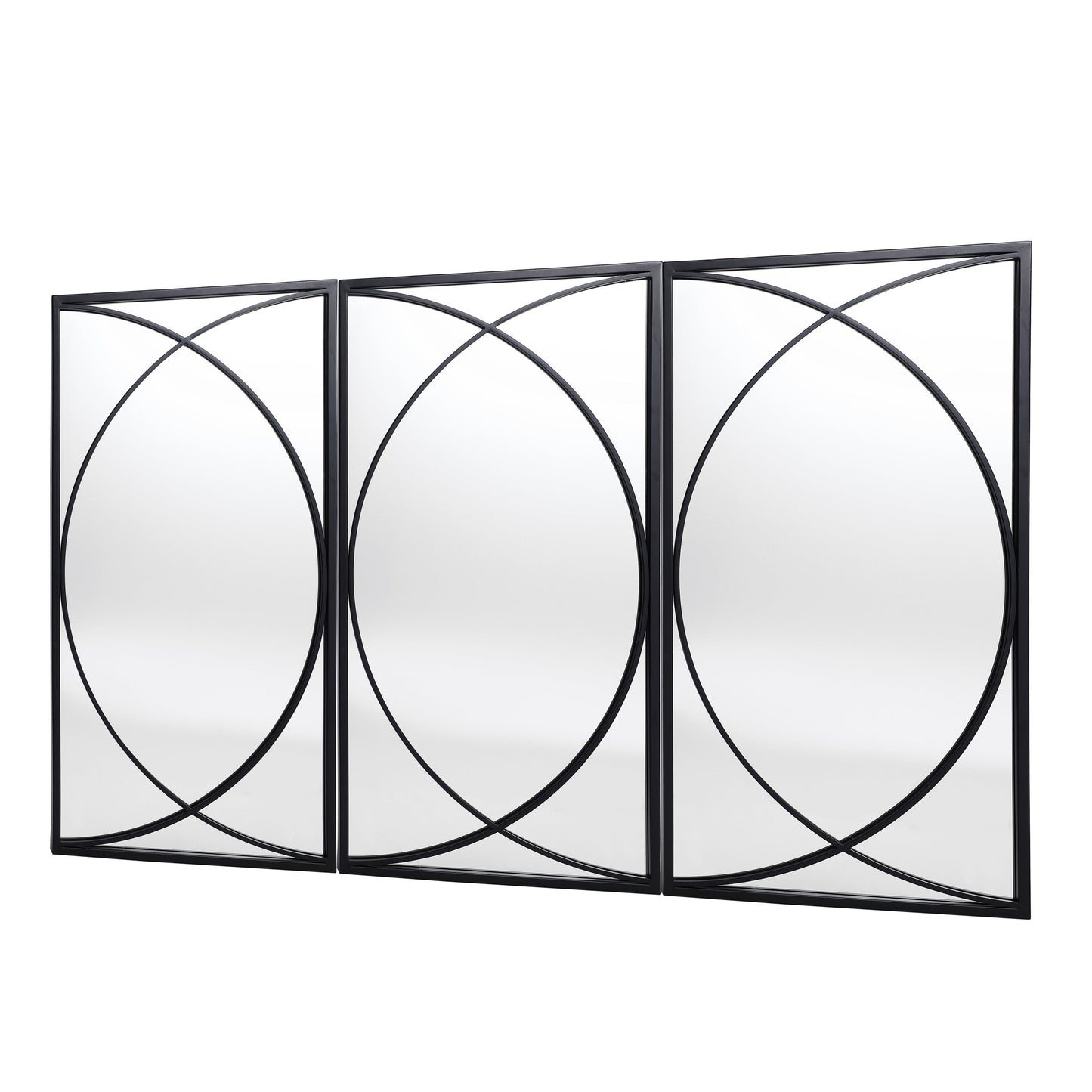 Ensemble de 3 miroirs muraux rectangulaires en métal noir - 31,9 cm (H) x 15,75 cm (L) x 0,75 cm (P)