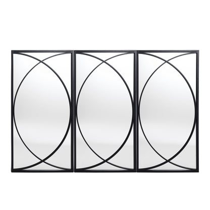 Ensemble de 3 miroirs muraux rectangulaires en métal noir - 31,9 cm (H) x 15,75 cm (L) x 0,75 cm (P)