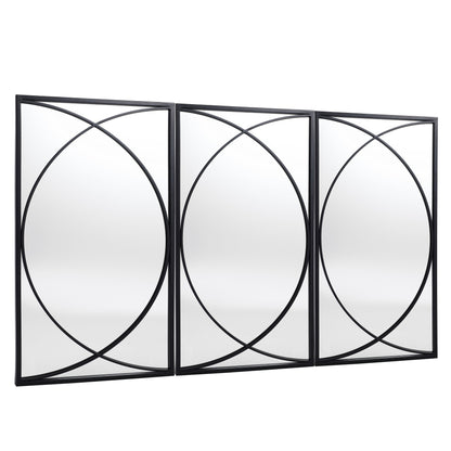 Ensemble de 3 miroirs muraux rectangulaires en métal noir - 31,9 cm (H) x 15,75 cm (L) x 0,75 cm (P)
