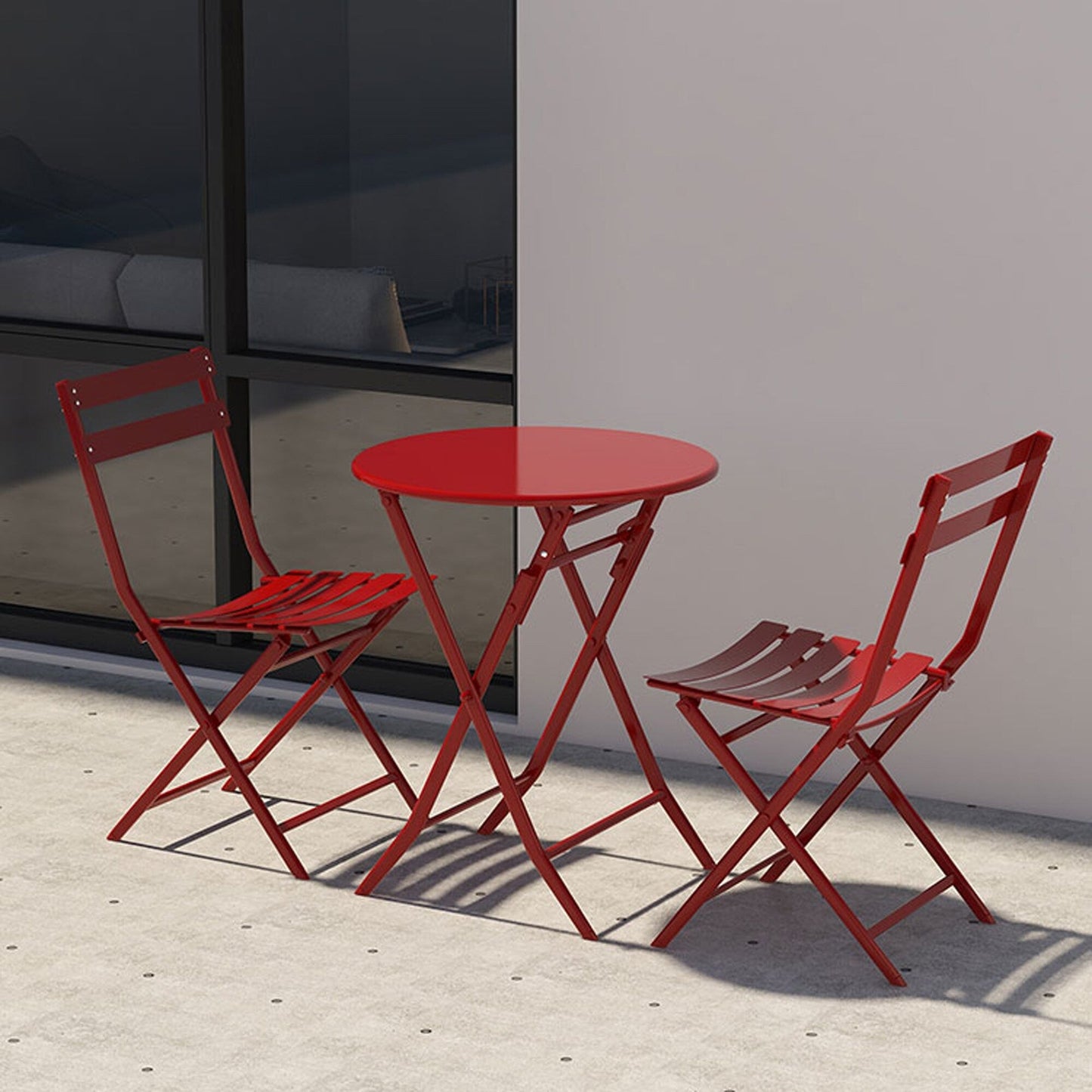 Ensemble bistro minimaliste 3 pièces pour patio : table ronde pliable et chaises