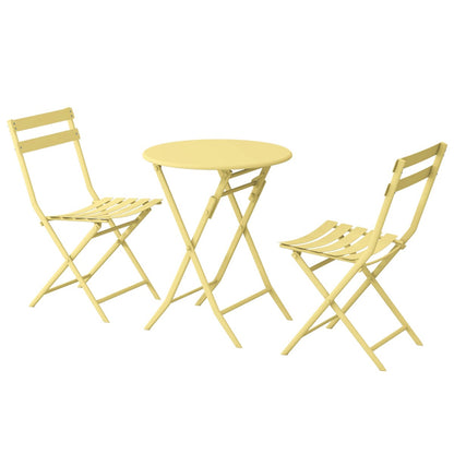 Ensemble bistro minimaliste 3 pièces pour patio : table ronde pliable et chaises