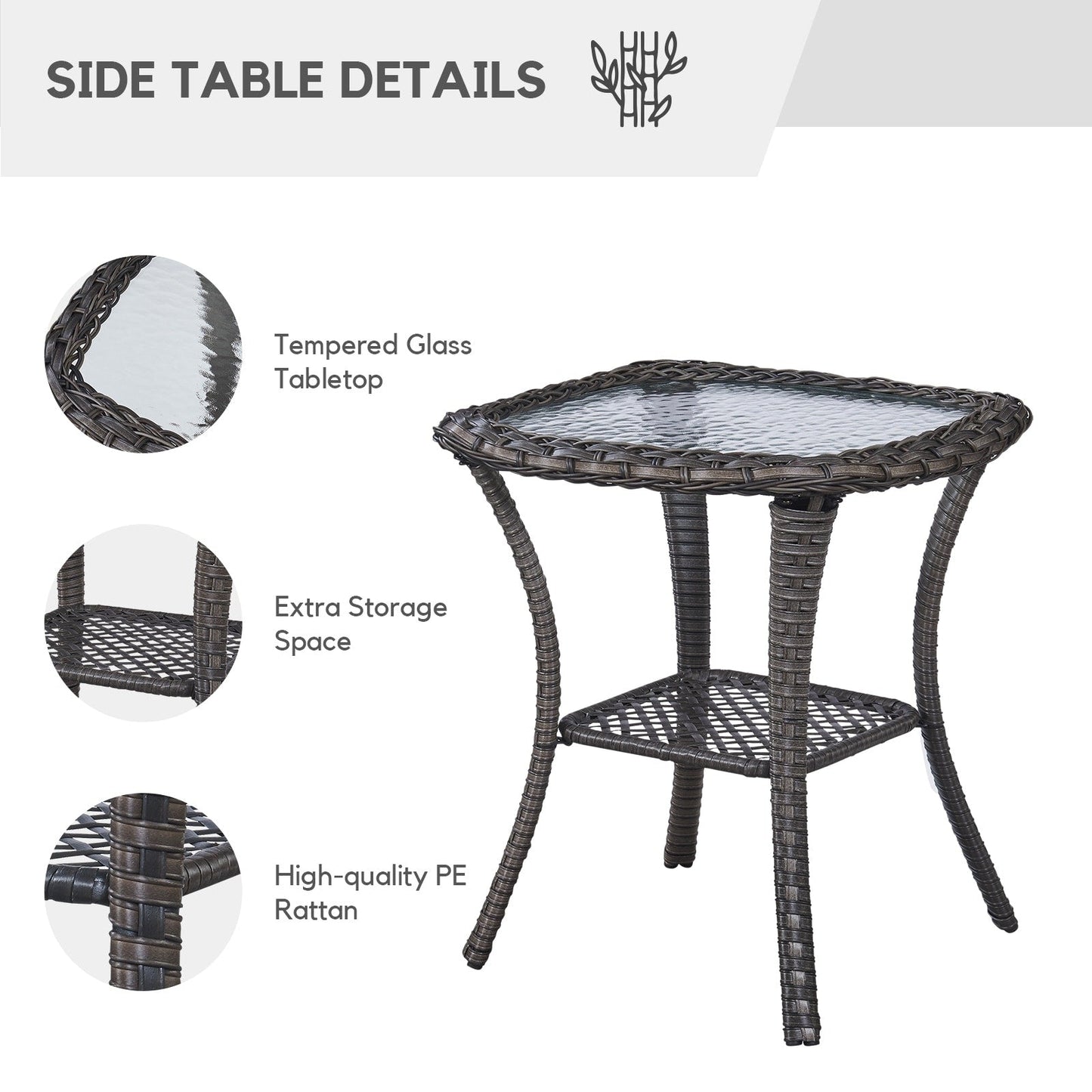 Gymojoy Fauteuil à bascule pivotant d'extérieur en résine tressée 3 pièces avec coussin et table