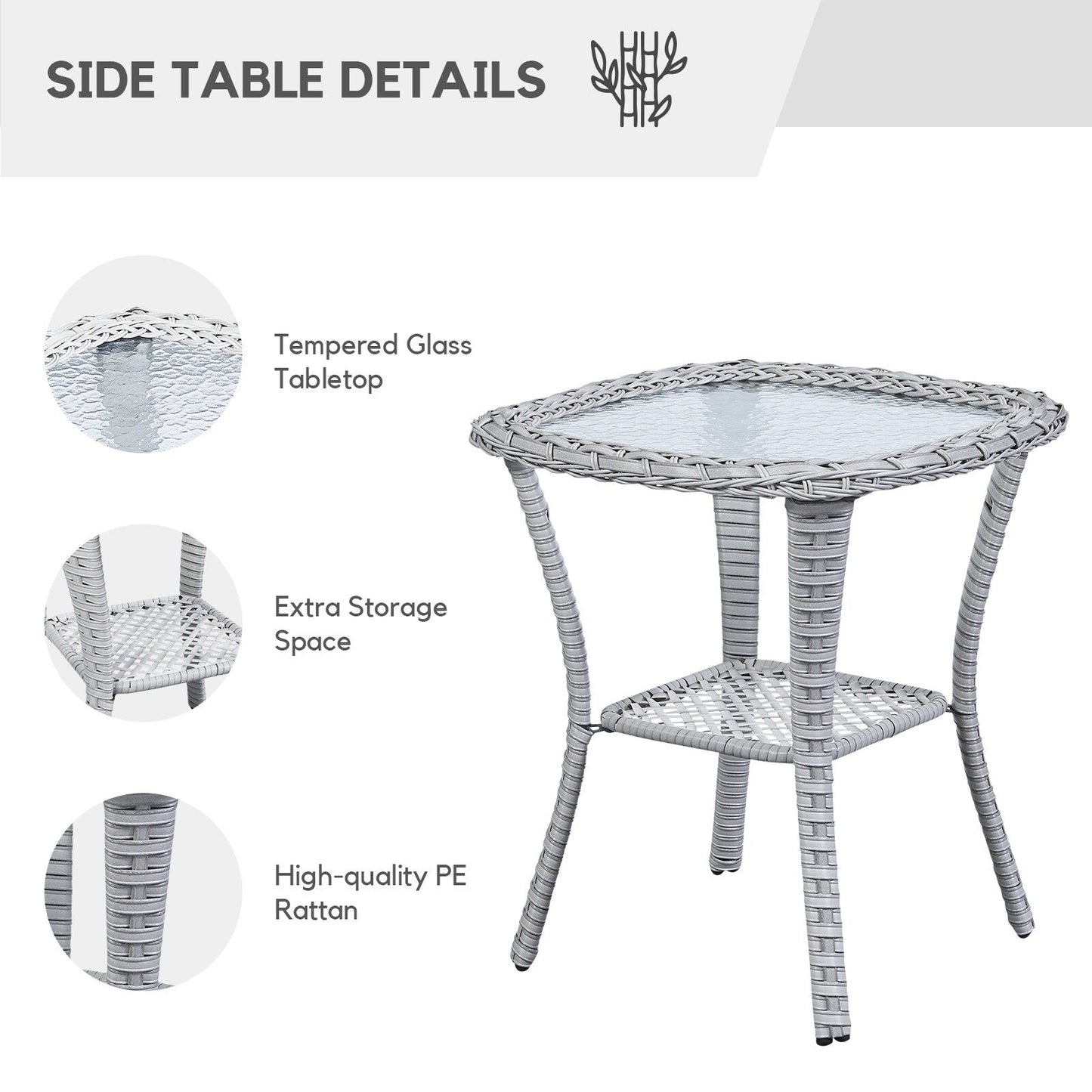 Gymojoy Fauteuil à bascule pivotant d'extérieur en résine tressée 3 pièces avec coussin et table