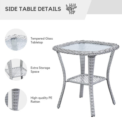 Gymojoy Fauteuil à bascule pivotant d'extérieur en résine tressée 3 pièces avec coussin et table