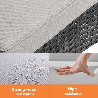 Gymojoy Fauteuil à bascule pivotant d'extérieur en résine tressée 3 pièces avec coussin et table