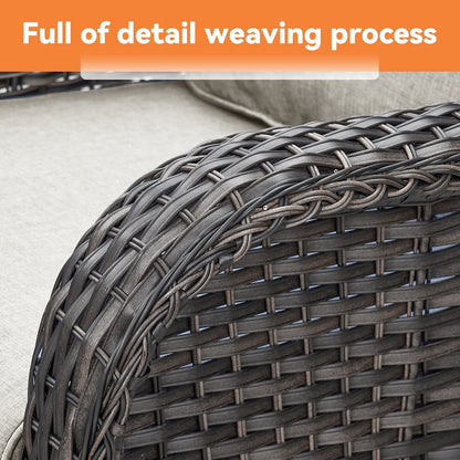 Gymojoy Fauteuil à bascule pivotant d'extérieur en résine tressée 3 pièces avec coussin et table