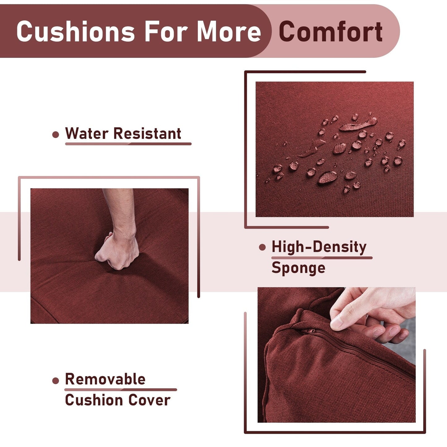 Gymojoy Fauteuil à bascule pivotant d'extérieur en résine tressée 3 pièces avec coussin et table