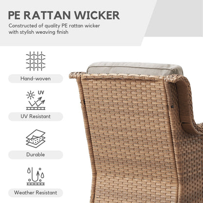 Gymojoy Fauteuil à bascule pivotant d'extérieur en résine tressée 3 pièces avec coussin et table