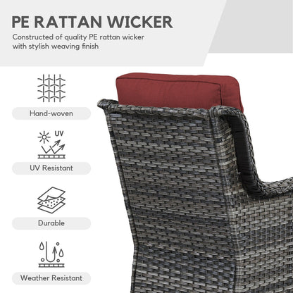 Gymojoy Fauteuil à bascule pivotant d'extérieur en résine tressée 3 pièces avec coussin et table