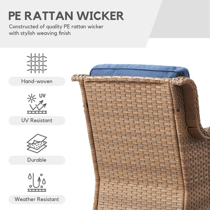 Gymojoy Fauteuil à bascule pivotant d'extérieur en résine tressée 3 pièces avec coussin et table