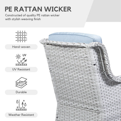 Gymojoy Fauteuil à bascule pivotant d'extérieur en résine tressée 3 pièces avec coussin et table