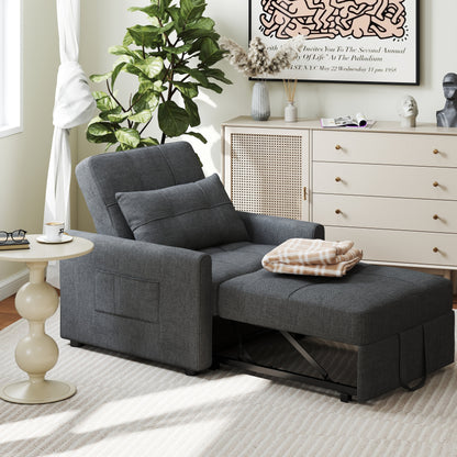 Canapé-lit convertible 3 en 1, avec fauteuil gigogne et lit pliant, idéal pour le salon.