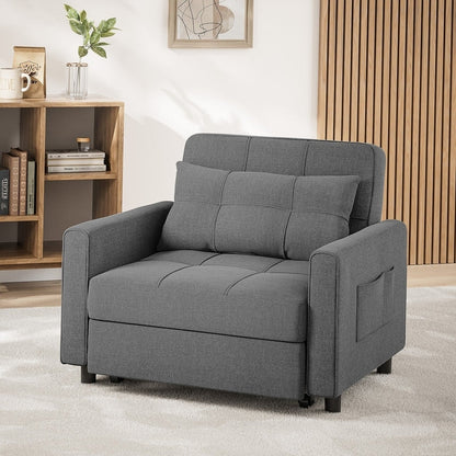 Canapé-lit convertible 3 en 1, avec fauteuil gigogne et lit pliant, idéal pour le salon.