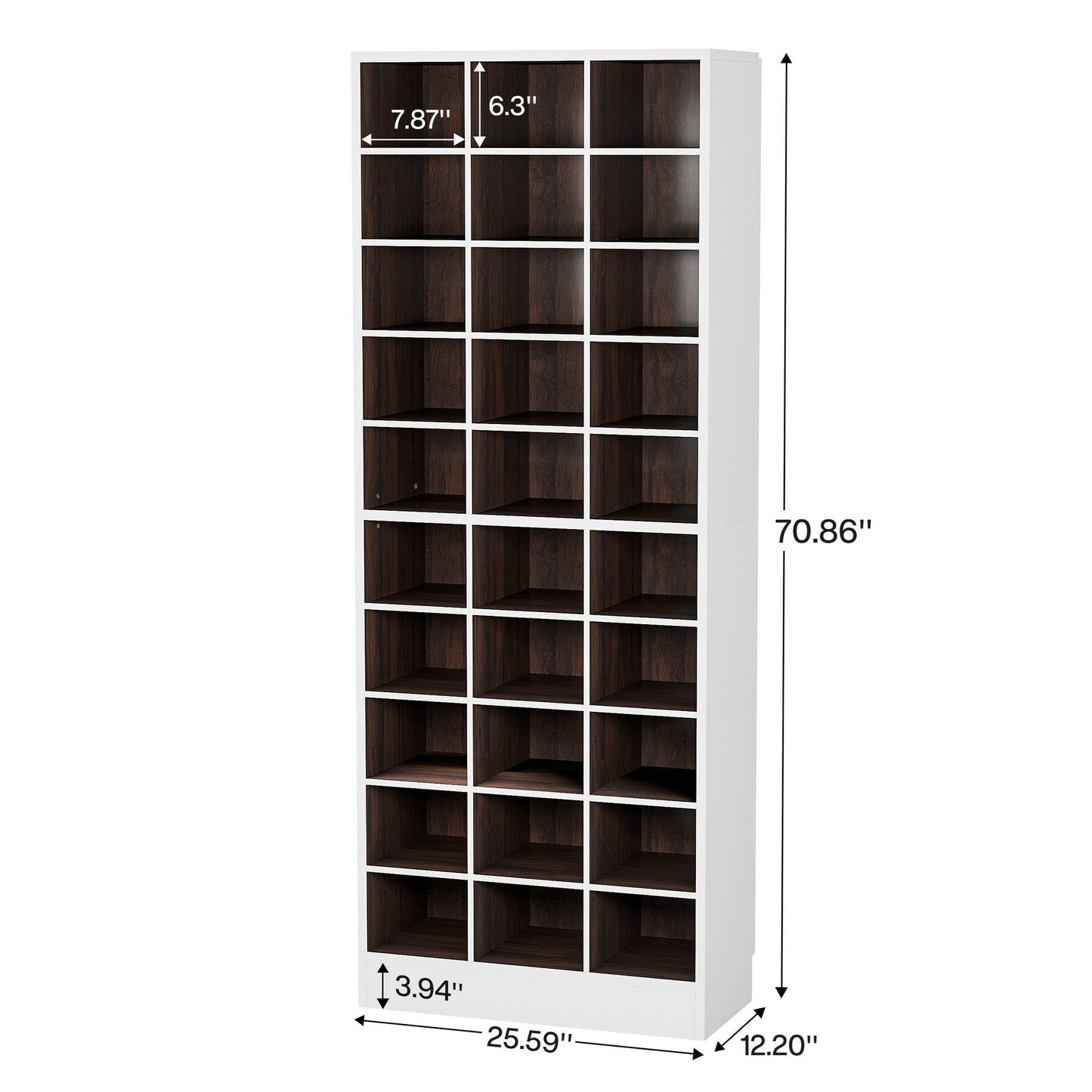 Armoire à chaussures haute pour 30 paires, étagère à chaussures en bois blanc à 10 niveaux pour placard ou entrée - 10 niveaux