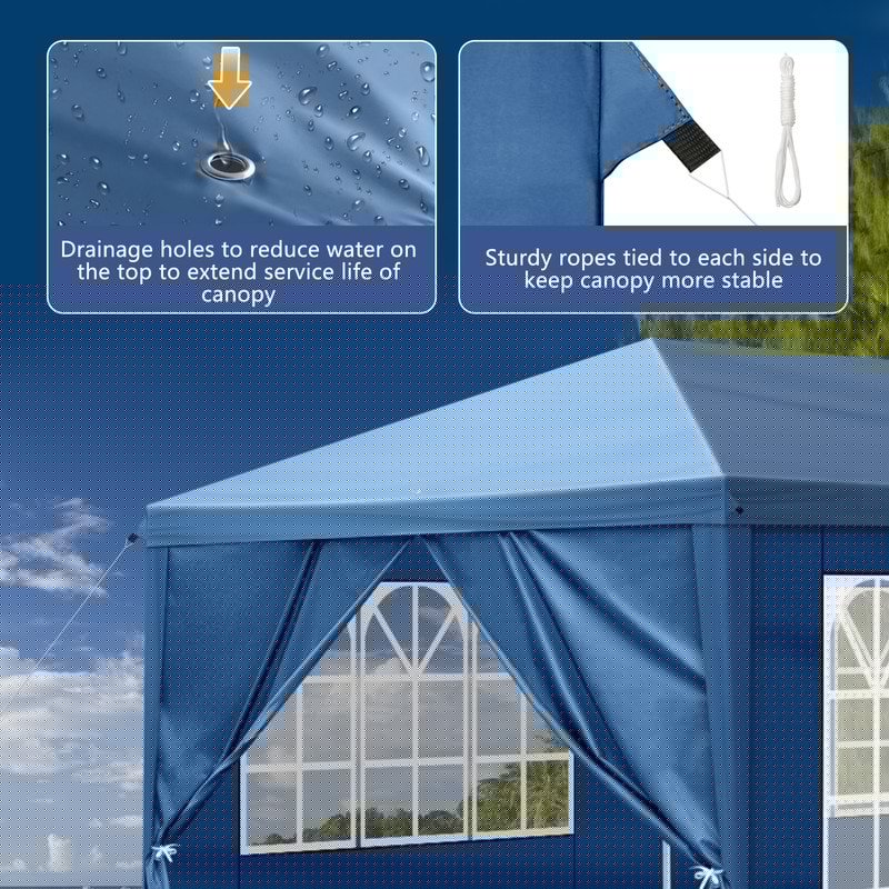 Gazebo pliable en toile Oxford 30x10FT avec 8 sacs de sable et 8 parois latérales avec sac de rangement pour remorqueur - 30x10x8.8FT(LDH)