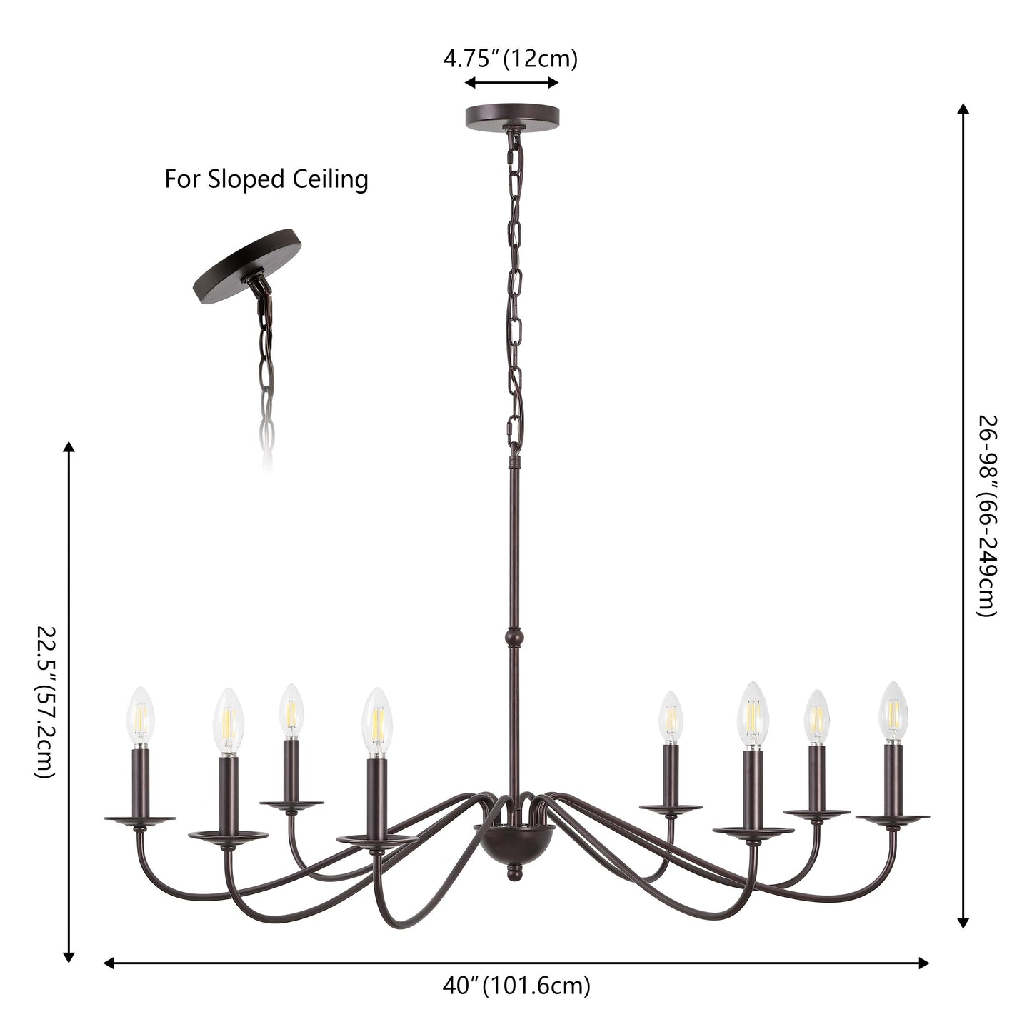 Lustre LED en fer à 6 lumières de 34,75 pouces, par JONATHAN Y