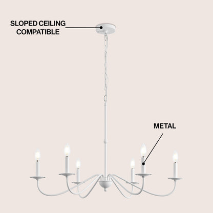 Lustre LED en fer à 6 lumières de 34,75 pouces, par JONATHAN Y