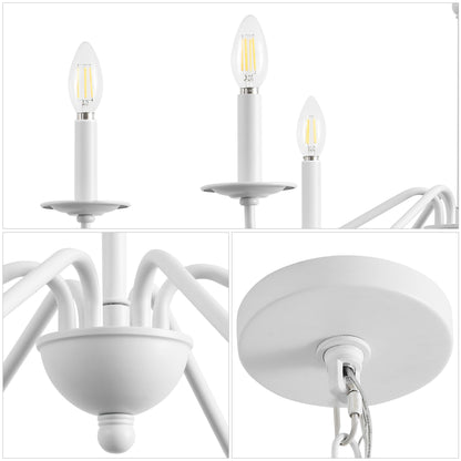 Lustre LED en fer à 6 lumières de 34,75 pouces, par JONATHAN Y