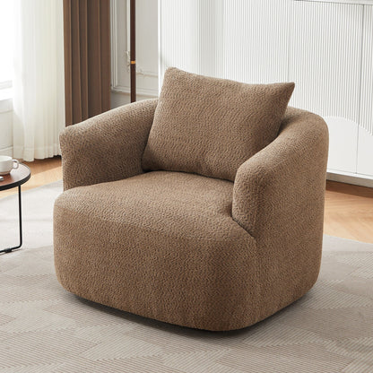 Fauteuil pivotant à 360°, fauteuil d'appoint en bouclette de 38,2 cm avec coussin décoratif, fauteuil-canapé rembourré avec accoudoirs incurvés