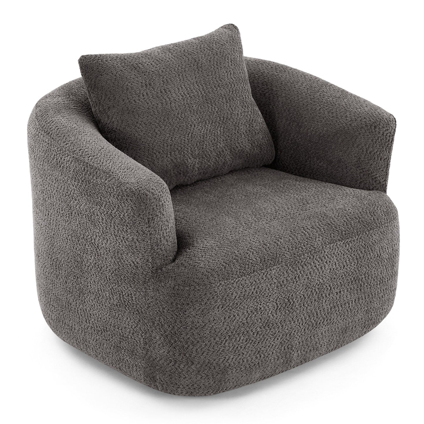 Fauteuil pivotant à 360°, fauteuil d'appoint en bouclette de 38,2 cm avec coussin décoratif, fauteuil-canapé rembourré avec accoudoirs incurvés