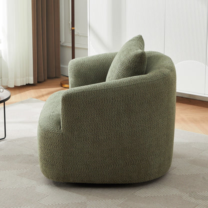 Fauteuil pivotant à 360°, fauteuil d'appoint en bouclette de 38,2 cm avec coussin décoratif, fauteuil-canapé rembourré avec accoudoirs incurvés