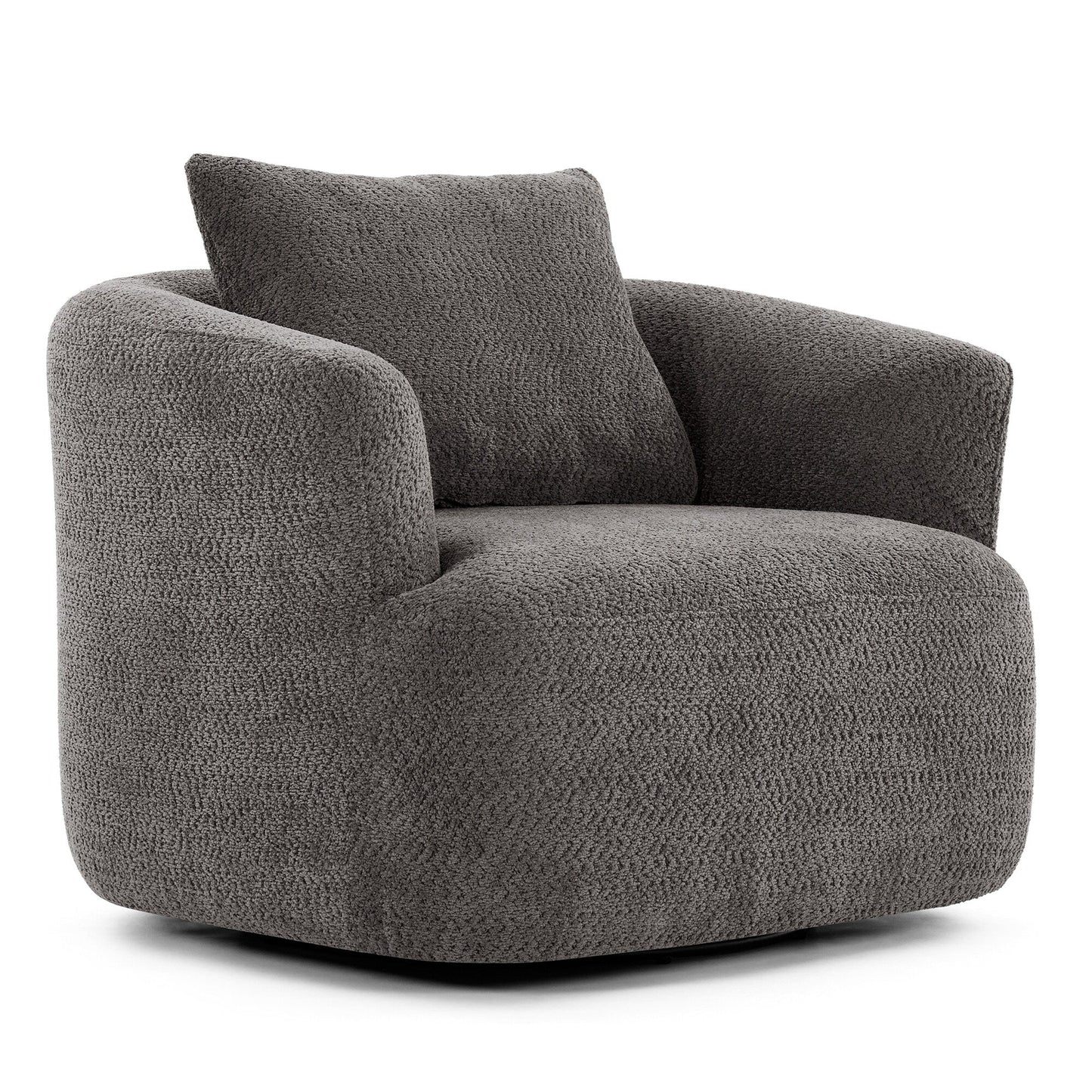 Fauteuil pivotant à 360°, fauteuil d'appoint en bouclette de 38,2 cm avec coussin décoratif, fauteuil-canapé rembourré avec accoudoirs incurvés