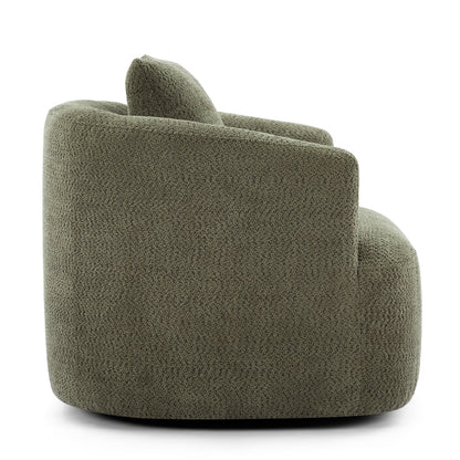 Fauteuil pivotant à 360°, fauteuil d'appoint en bouclette de 38,2 cm avec coussin décoratif, fauteuil-canapé rembourré avec accoudoirs incurvés