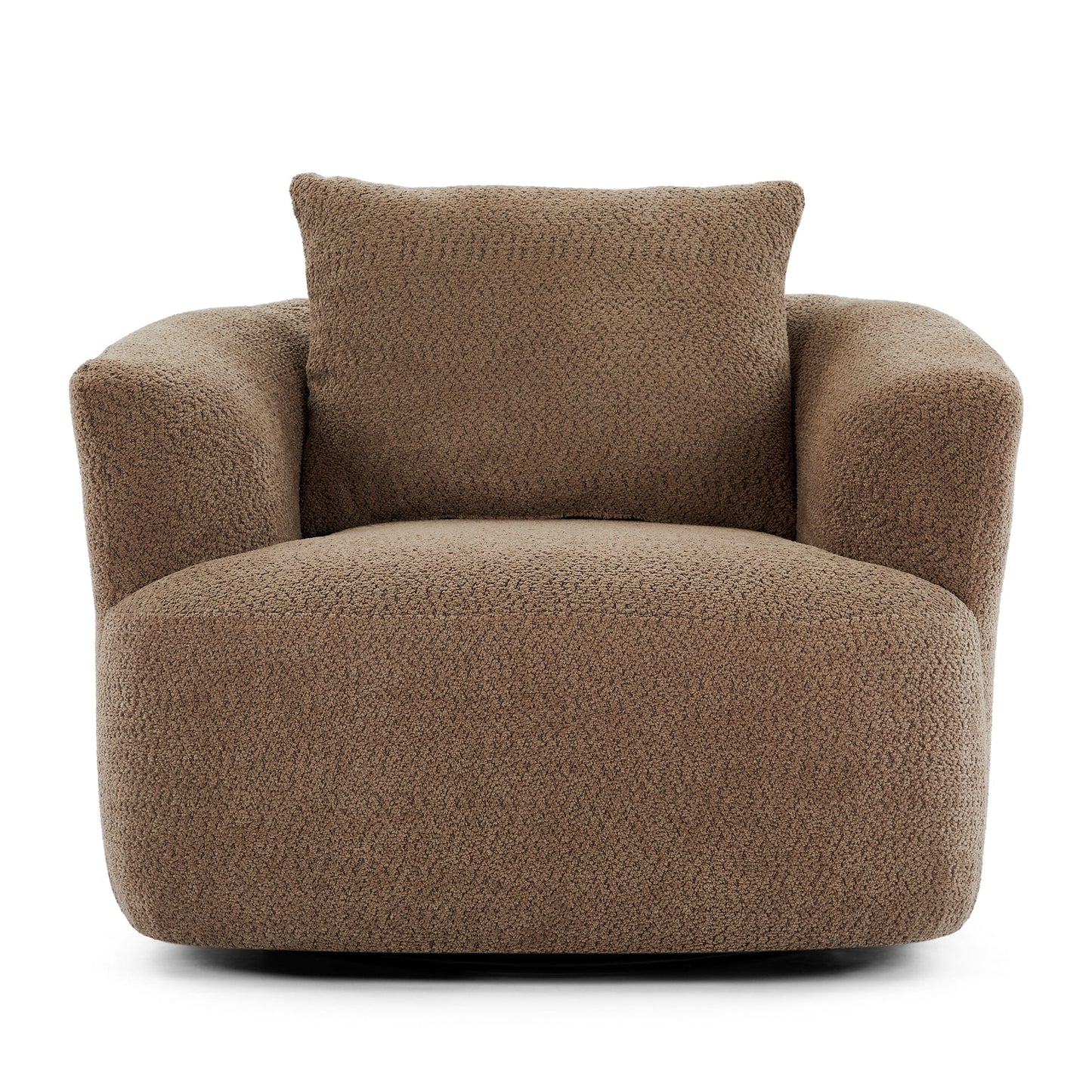 Fauteuil pivotant à 360°, fauteuil d'appoint en bouclette de 38,2 cm avec coussin décoratif, fauteuil-canapé rembourré avec accoudoirs incurvés