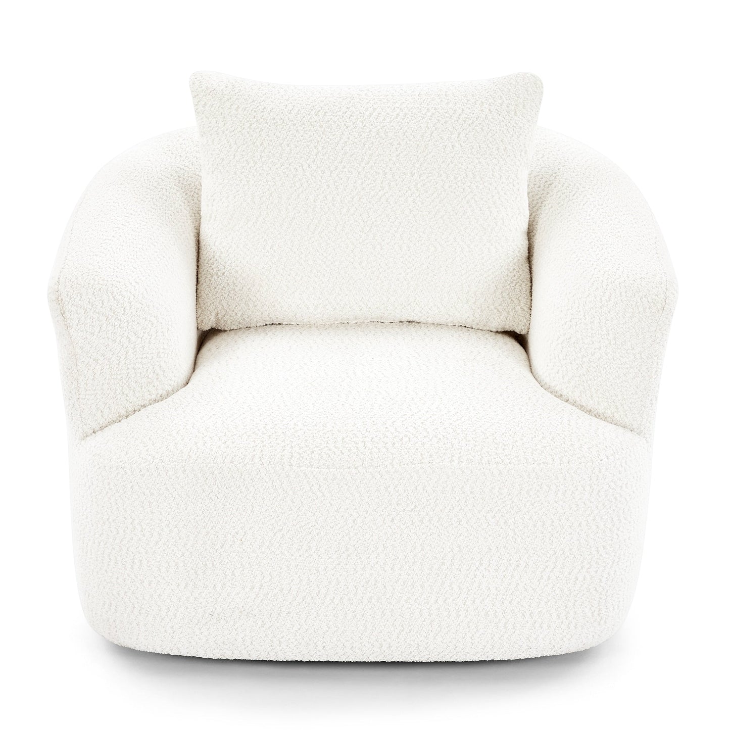 Fauteuil pivotant à 360°, fauteuil d'appoint en bouclette de 38,2 cm avec coussin décoratif, fauteuil-canapé rembourré avec accoudoirs incurvés