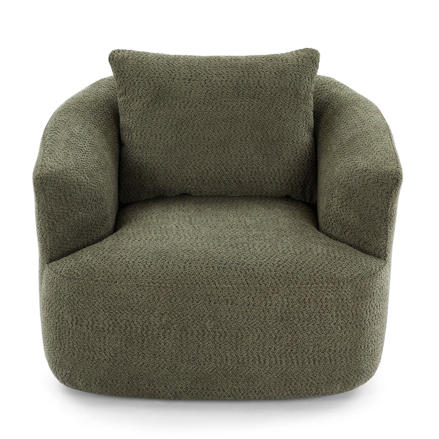 Fauteuil pivotant à 360°, fauteuil d'appoint en bouclette de 38,2 cm avec coussin décoratif, fauteuil-canapé rembourré avec accoudoirs incurvés