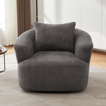 Fauteuil pivotant à 360°, fauteuil d'appoint en bouclette de 38,2 cm avec coussin décoratif, fauteuil-canapé rembourré avec accoudoirs incurvés