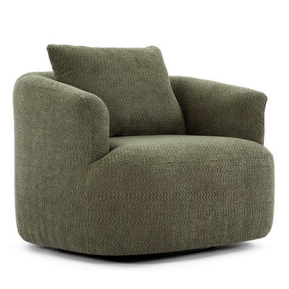 Fauteuil pivotant à 360°, fauteuil d'appoint en bouclette de 38,2 cm avec coussin décoratif, fauteuil-canapé rembourré avec accoudoirs incurvés