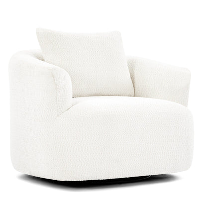 Fauteuil pivotant à 360°, fauteuil d'appoint en bouclette de 38,2 cm avec coussin décoratif, fauteuil-canapé rembourré avec accoudoirs incurvés