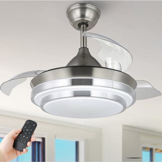 Ventilateur de plafond rétractable moderne Bella Depot 36 avec lumière LED, pales réversibles à 6 vitesses et télécommande