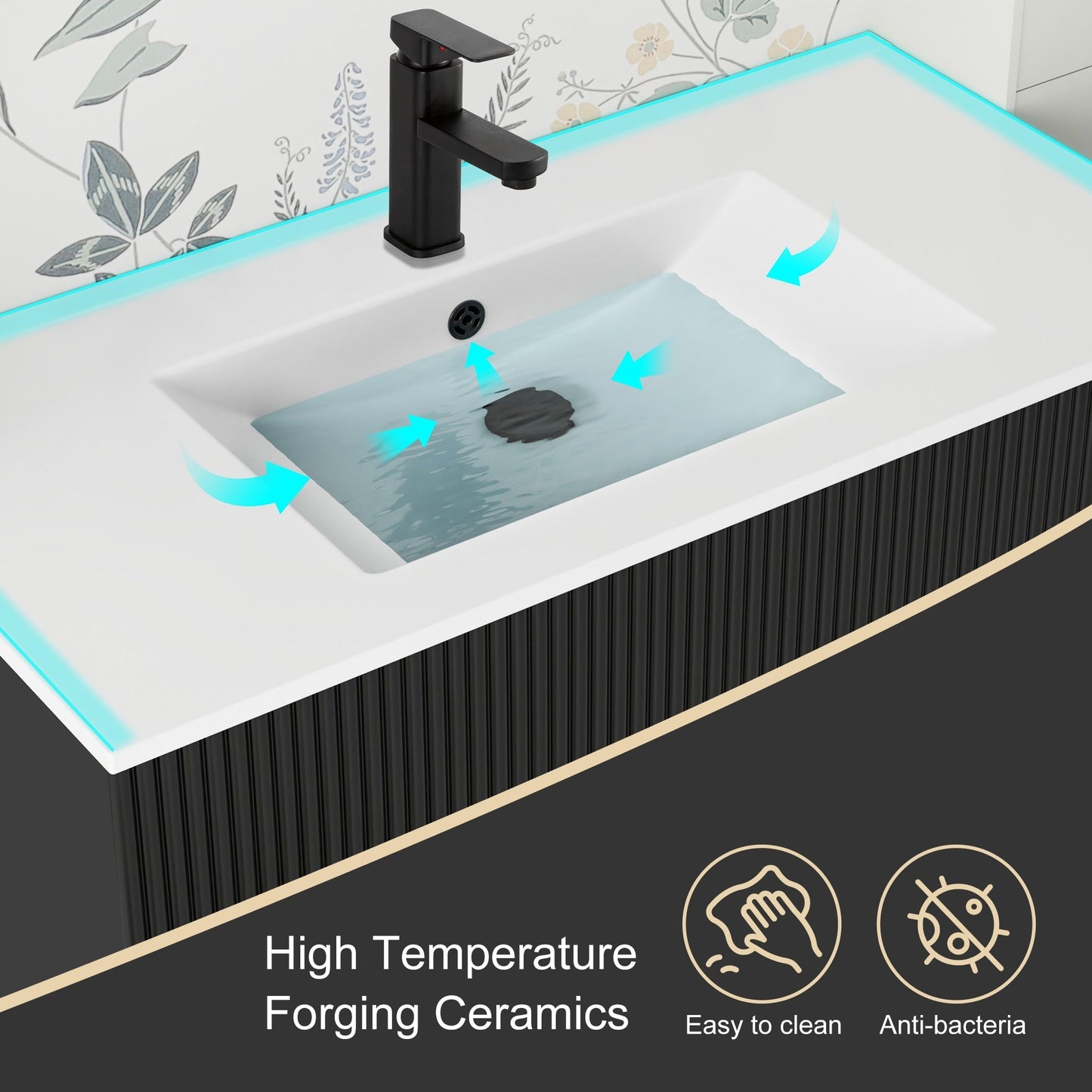 Ensemble meuble-lavabo Wavy Line 30/36/48 avec lavabo et robinet