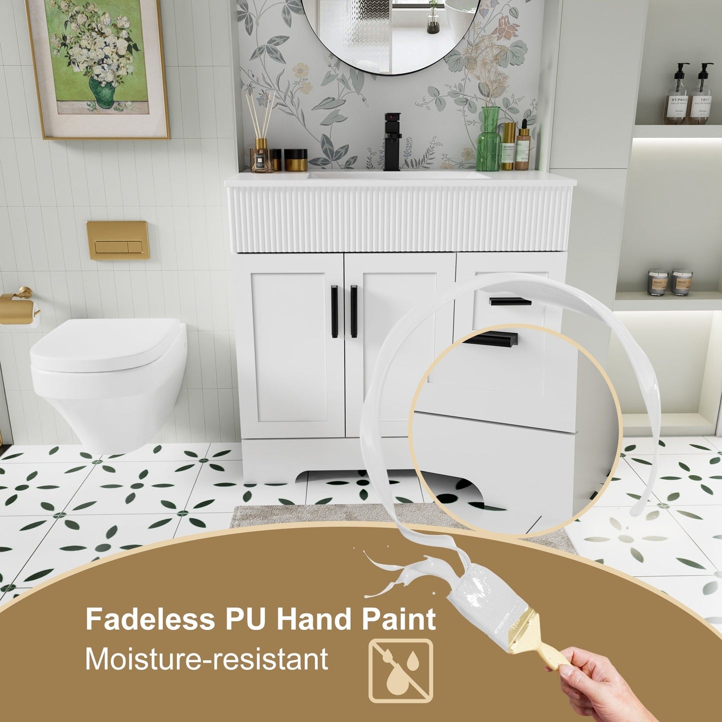 Ensemble meuble-lavabo Wavy Line 30/36/48 avec lavabo et robinet