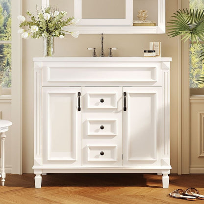 Meuble-lavabo moderne de 91 cm (36 po) avec vasque et armoire à miroir, 2 portes et 2 tiroirs
