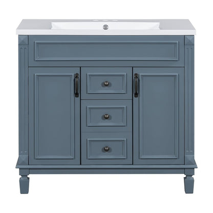 Meuble-lavabo moderne de 91 cm (36 po) avec vasque et armoire à miroir, 2 portes et 2 tiroirs