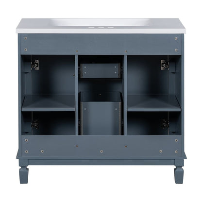 Meuble-lavabo moderne de 91 cm (36 po) avec vasque et armoire à miroir, 2 portes et 2 tiroirs