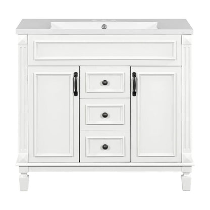 Meuble-lavabo moderne de 91 cm (36 po) avec vasque et armoire à miroir, 2 portes et 2 tiroirs