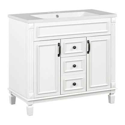 Meuble-lavabo moderne de 91 cm (36 po) avec vasque et armoire à miroir, 2 portes et 2 tiroirs