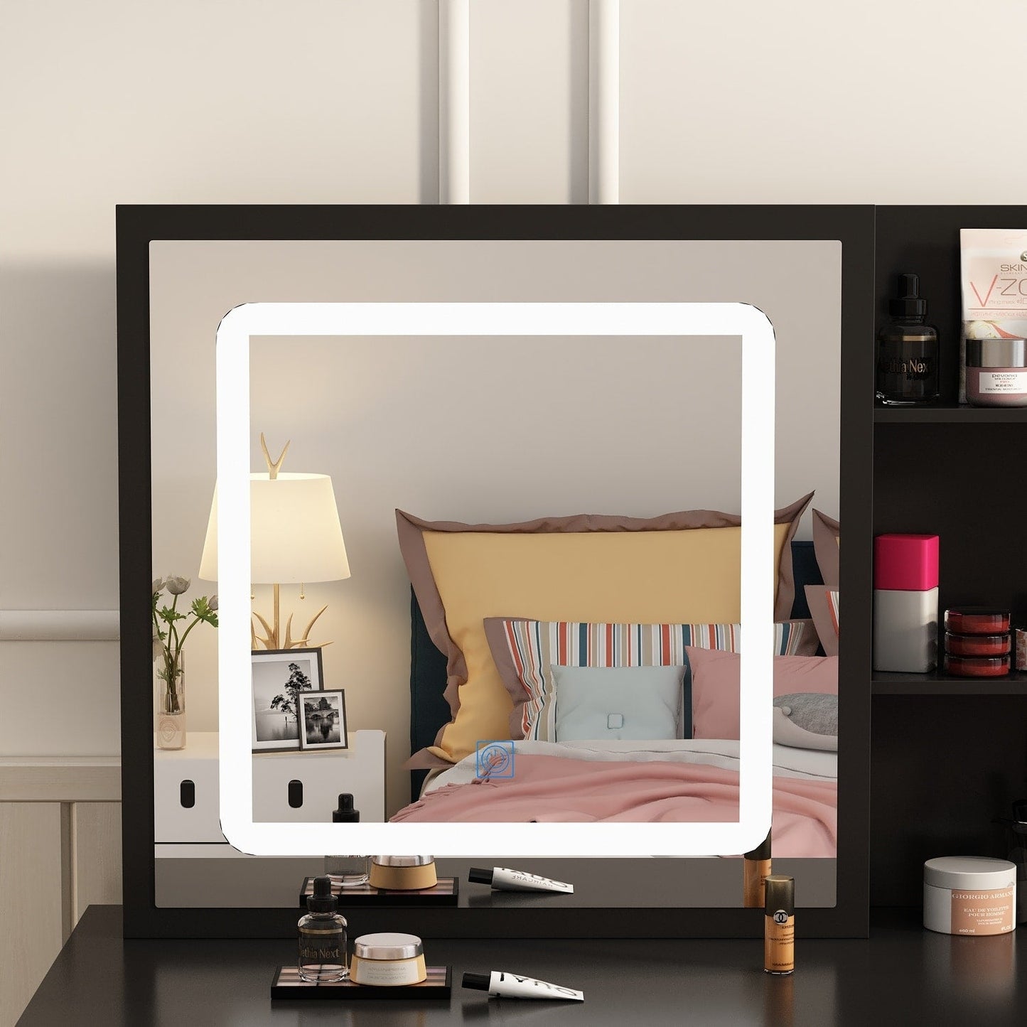 Ensemble coiffeuse de 100 cm de large avec tabouret et miroir