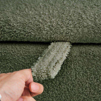 Pouf de rangement en boucle blanche cassée (39,5 cm), pouf de rangement en sherpa, repose-pieds de lit pour salon ou chambre, pieds en bois.