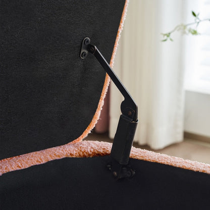 Pouf de rangement en boucle blanche cassée (39,5 cm), pouf de rangement en sherpa, repose-pieds de lit pour salon ou chambre, pieds en bois.