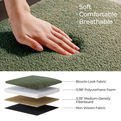 Pouf de rangement en boucle blanche cassée (39,5 cm), pouf de rangement en sherpa, repose-pieds de lit pour salon ou chambre, pieds en bois.