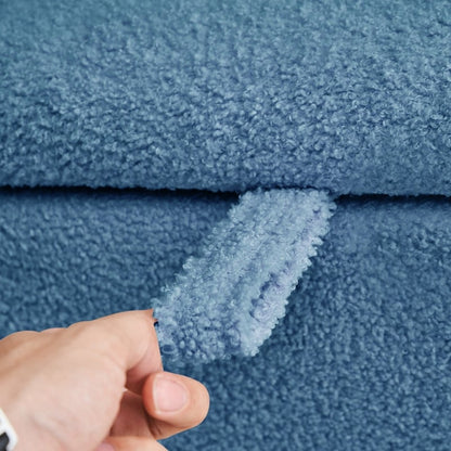 Pouf de rangement en boucle blanche cassée (39,5 cm), pouf de rangement en sherpa, repose-pieds de lit pour salon ou chambre, pieds en bois.