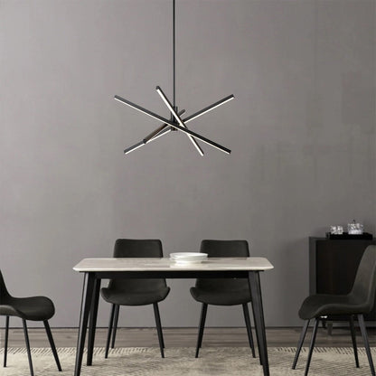 Lustre LED moderne en aluminium noir et or de style Sputnik, suspension linéaire pour salon/salle à manger/cuisine